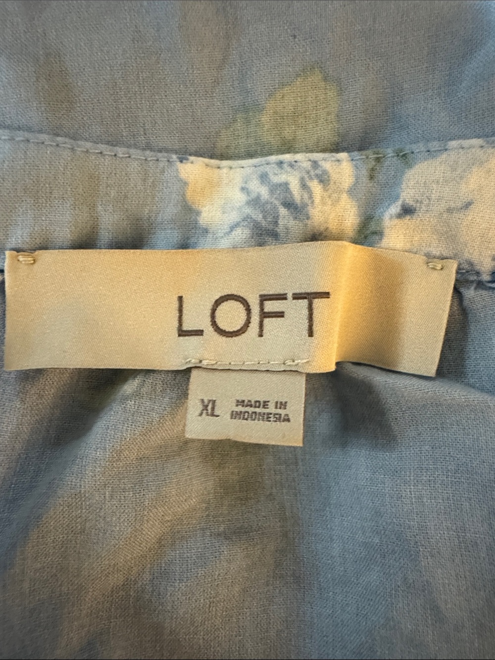 LOFT Light Blue Floral Tie-Front Blouse - Picture 3 of 4